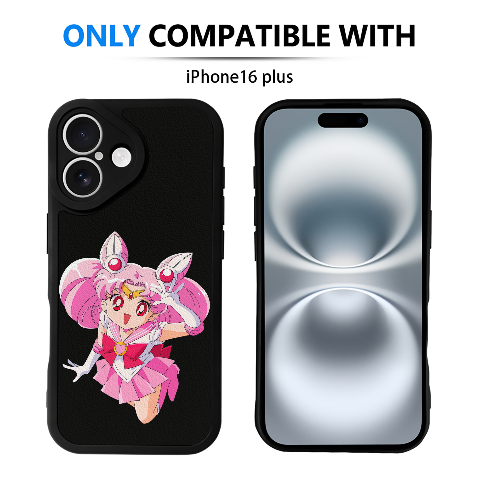 （画像用） 美少女戦士セーラームーン ちびうさ Sailor Moon Chibiusa Tsukino Usagi Small Lady Serenity 【iPhone 16シリーズ対応】シリコンスマホケース（レザー調） 材質：シリコン